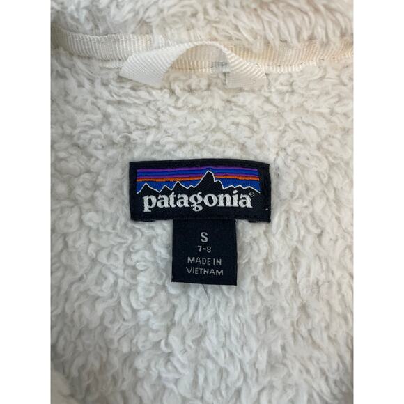 Patagonia Girls Los Gatos Furry Fleece Vest White Size S 7-8 Zip Up - Picture 3 of 10